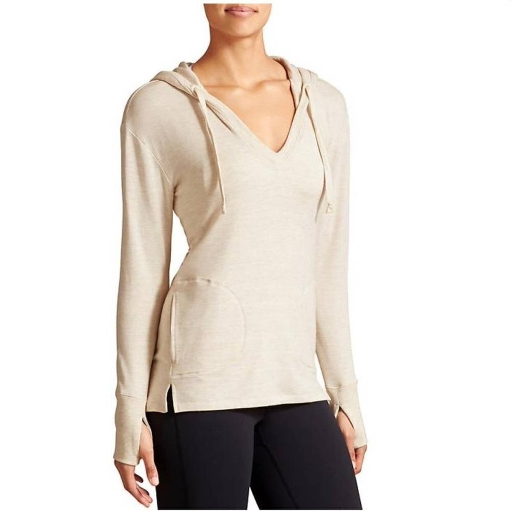 Athleta Studio Split Neck Hoodie Hooded Sweatshirt